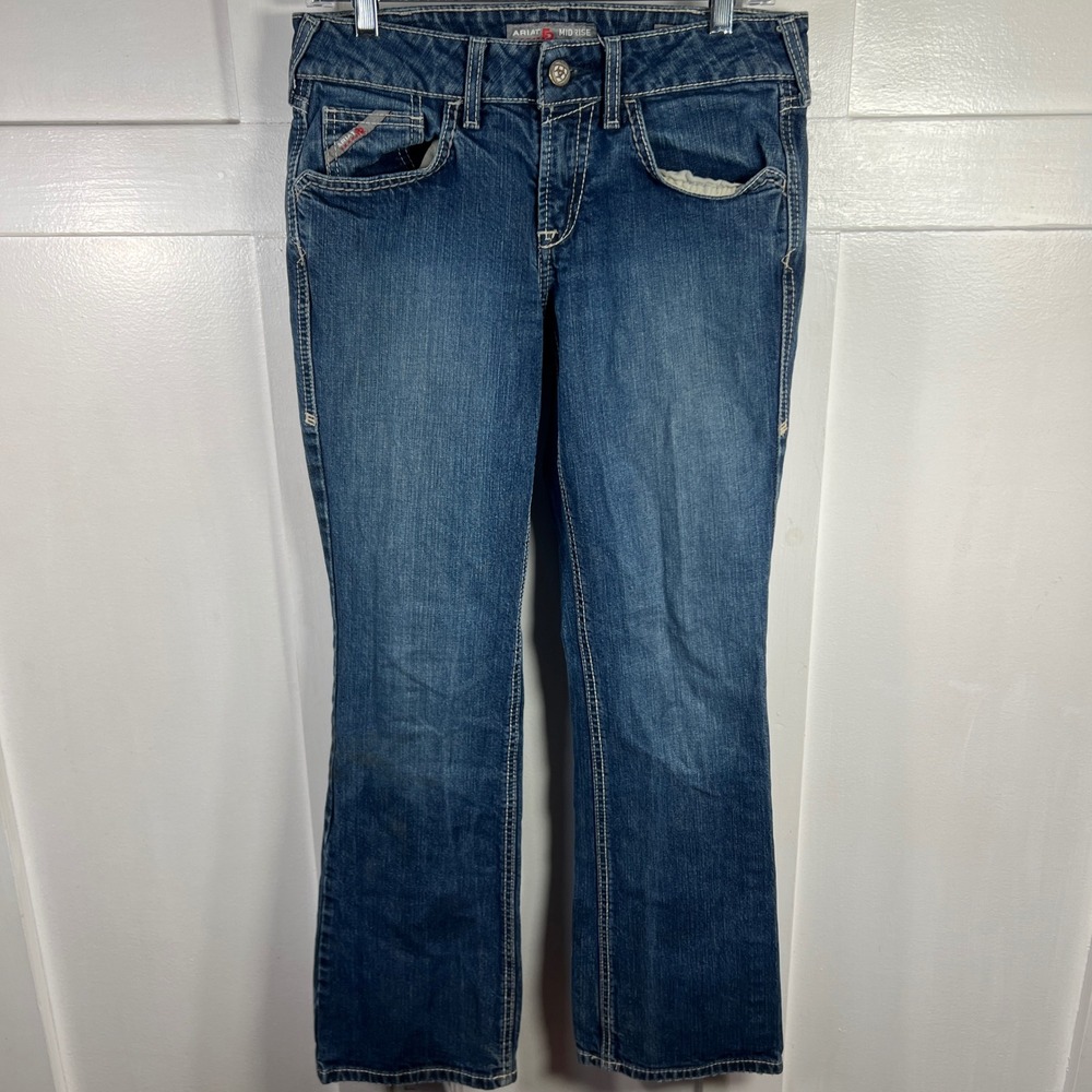 Ariat Mid Rise Boot Jeans‎ Womens 27R Blue Denim Bootcut USA Fabric